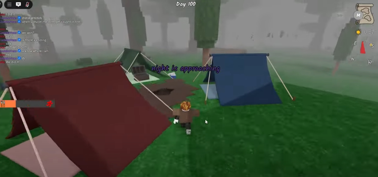 A player character standing in the forest with a flashlight, a key tool for the first night.